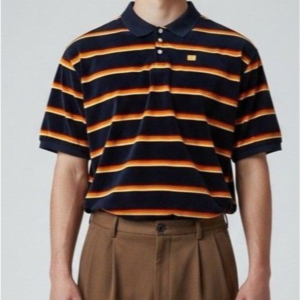Ecko Unltd Polo Mens Navy Blue Striped Velour The Banks Short Sleeve XXL Skate